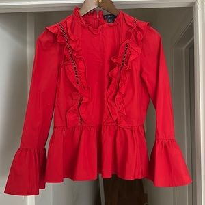 Red ruffle detail blouse size S/M